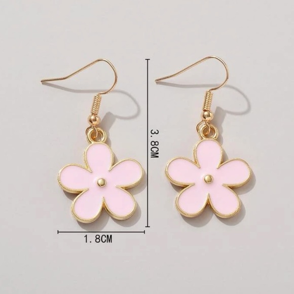 SHEIN - Pink and Gold Dangly Flower Earrings - Picture 3 of 5